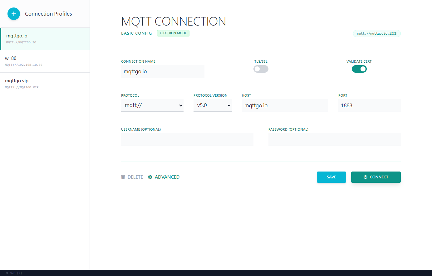 Connection profile management